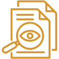 Magnifying glass over documents icon